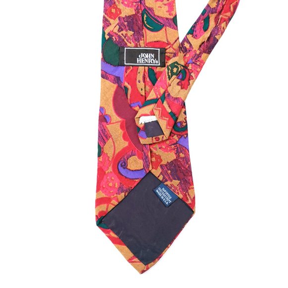 John Henry Men Necktie 100% Silk Geometric 57x3.75 - NWOT - made in USA - Picture 5 of 6